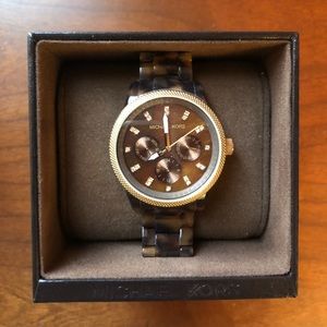 Michael Kors tortoise watch w/ gold accents